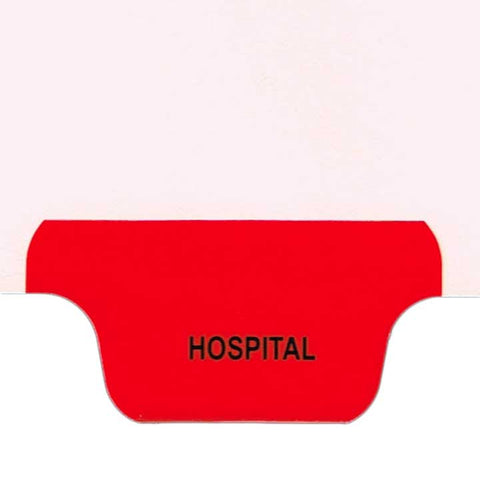 Individual Chart Divider Tabs, Hospital, Red, Bottom Tab, 1/8th Cut, Pos. #5 (Pack of 25)