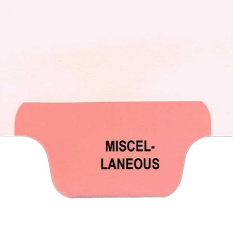 Individual Chart Divider Tabs, Miscellaneous, Pink, Bottom Tab, 1/8th Cut, Pos. #7 (Pack of 25)