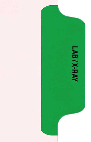 Individual Chart Divider Tabs, Lab/X-Ray, Green, Side Tab, 1/6th Cut, Pos. #3 (Pack of 25)
