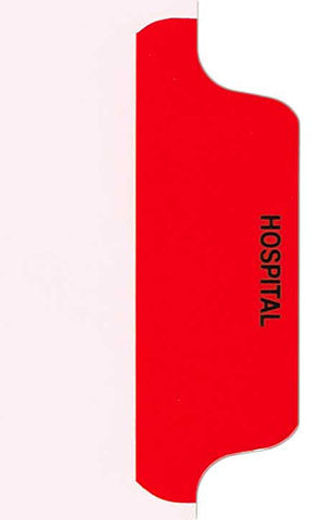 Individual Chart Divider Tabs, Hospital, Red, Side Tab, 1/6th Cut, Pos. #4 (Pack of 25)