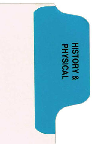 Individual Chart Divider Tabs, History & Physical, Blue, side Tab, 1/8th Cut, Pos. #1 (Pack of 25)