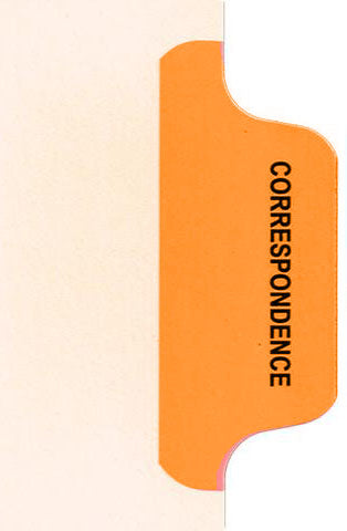 Individual Chart Divider Tabs, Correspondence, Orange, side Tab, 1/8th Cut, Pos. #3 (Pack of 25)