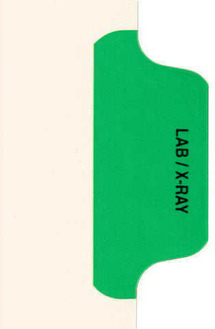 Individual Chart Divider Tabs, Lab/X-Ray, Green, side Tab, 1/8th Cut, Pos. #4 (Pack of 25)
