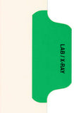 Individual Chart Divider Tabs, Lab/X-Ray, Green, side Tab, 1/8th Cut, Pos. #4 (Pack of 25)
