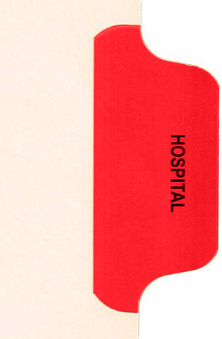 Individual Chart Divider Tabs, Hospital, Red, side Tab, 1/8th Cut, Pos. #5 (Pack of 25)