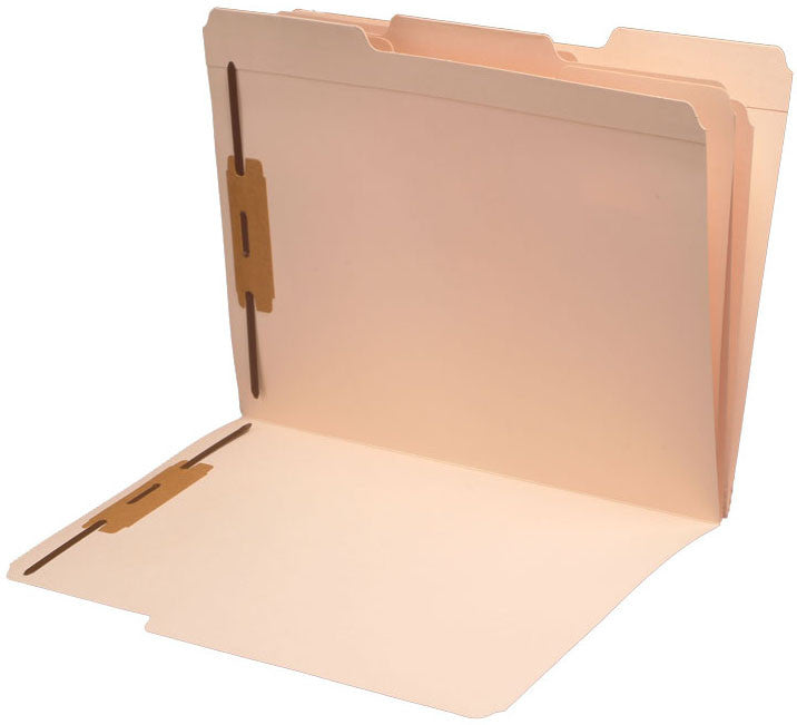 11 pt Manila Folders, 1/3 Cut Top Tab - Assorted, Letter Size, Fasteners Pos #1 and #3 (Box of 50) - Nationwide Filing Supplies