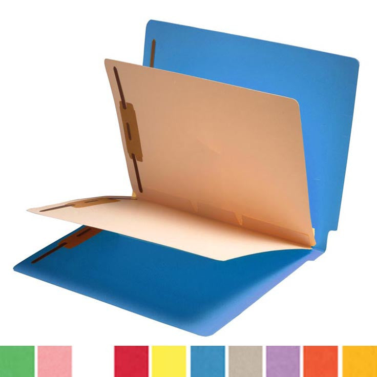 14 Pt. Color Classification Folders, Full Cut End Tab, Letter Size, 2 Dividers (Box of 25) - Nationwide Filing Supplies