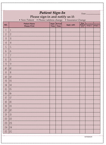 Patient Sign-In Sheets, HIPAA Compliant, 8-1/2" x 11" Carbonless Form, Burgundy (Pack of 125)