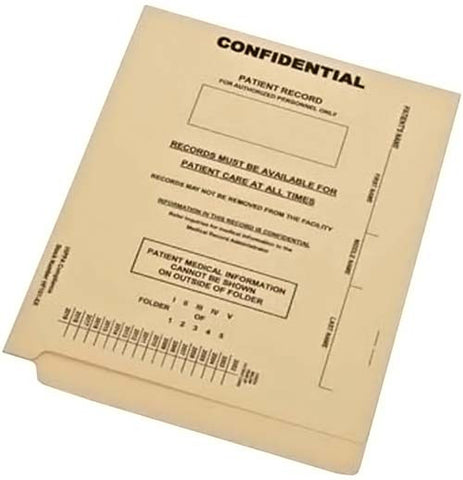 15 pt Manila Folders, Full Cut 2-Ply End Tab, Letter Size, Fastener Pos #1 & #3, "Confidential" Printed (Box of 50) - Nationwide Filing Supplies