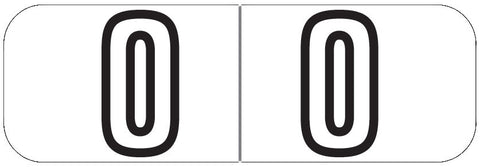 Barkley NBWM White Mini Numeric "0" Labels, Laminated Stock, 1/2" X 1-1/2" - Roll of 500 - Nationwide Filing Supplies
