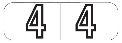 Barkley NBWM White Mini Numeric "4" Labels, Laminated Stock, 1/2" X 1-1/2" - Roll of 500 - Nationwide Filing Supplies