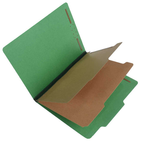 SJ Paper S60401 25 Pt Pressboard Classification Folders, 2/5 Cut ROC Top Tab, Letter Size, 2 Dividers, Emerald Green (Box of 15) - Nationwide Filing Supplies
