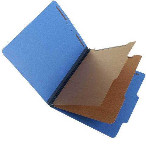 SJ Paper S60403 25 Pt Pressboard Classification Folders, 2/5 Cut ROC Top Tab, Letter Size, 2 Dividers, Royal Blue (Box of 15) - Nationwide Filing Supplies