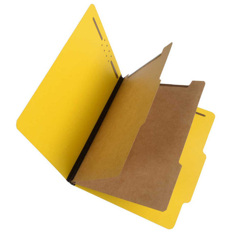 SJ Paper S60406 25 Pt Pressboard Classification Folders, 2/5 Cut ROC Top Tab, Letter Size, 2 Dividers, Yellow (Box of 15) - Nationwide Filing Supplies