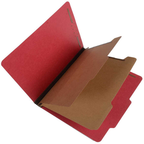 SJ Paper S60407 25 Pt Pressboard Classification Folders, 2/5 Cut ROC Top Tab, Letter Size, 2 Dividers, Ruby Red (Box of 15) - Nationwide Filing Supplies