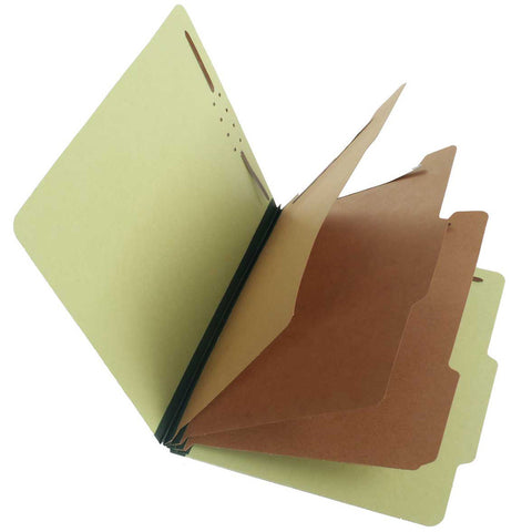 SJ Paper S60851 25 Pt Pressboard Classification Folders, 2/5 Cut ROC Top Tab, Letter Size, 3 Dividers, Peridot Green (Box of 10) - Nationwide Filing Supplies