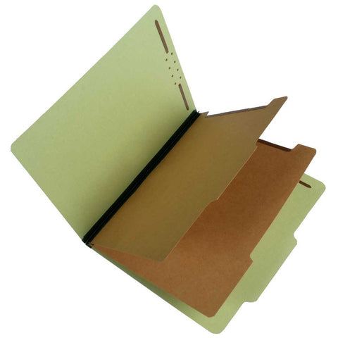 SJ Paper S60901 25 Pt Pressboard Classification Folders, 2/5 Cut ROC Top Tab, Letter Size, 2 Dividers, Green (Box of 15) - Nationwide Filing Supplies