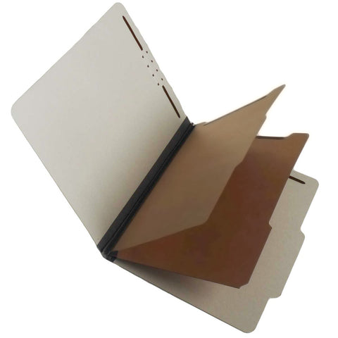 SJ Paper S60902 25 Pt Pressboard Classification Folders, 2/5 Cut ROC Top Tab, Letter Size, 2 Dividers, Gray (Box of 15) - Nationwide Filing Supplies