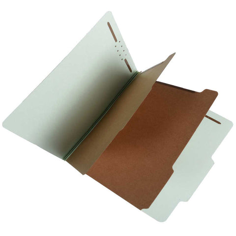 SJ Paper S60904 25 Pt Pressboard Classification Folders, 2/5 Cut ROC Top Tab, Letter Size, 2 Dividers, Pale Green (Box of 15) - Nationwide Filing Supplies