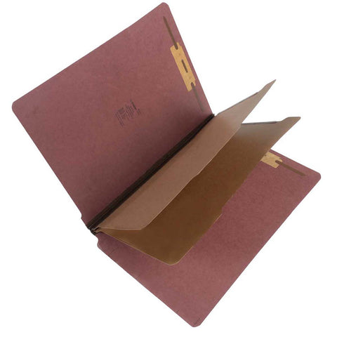 SJ Paper S60935 25 Pt Pressboard Classification Folders, Full Cut End Tab, Letter Size, 2 Dividers, Carnelian Red (Box of 15) - Nationwide Filing Supplies