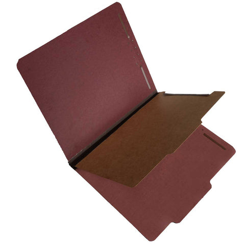 SJ Paper S60950 25 Pt Pressboard Classification Folders, 2/5 Cut ROC Top Tab, Letter Size, 1 Divider, Red (Box of 20) - Nationwide Filing Supplies