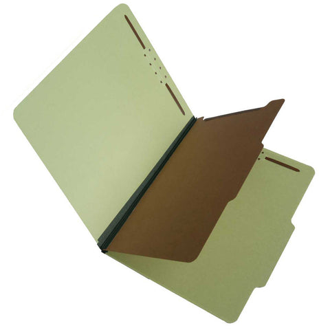 SJ Paper S60951 25 Pt Pressboard Classification Folders, 2/5 Cut ROC Top Tab, Letter Size, 1 Divider, Peridot Green (Box of 20) - Nationwide Filing Supplies