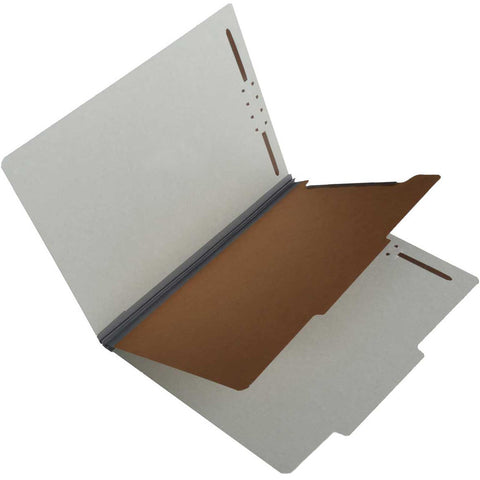 SJ Paper S60952 25 Pt Pressboard Classification Folders, 2/5 Cut ROC Top Tab, Letter Size, 1 Divider, Gray (Box of 20) - Nationwide Filing Supplies