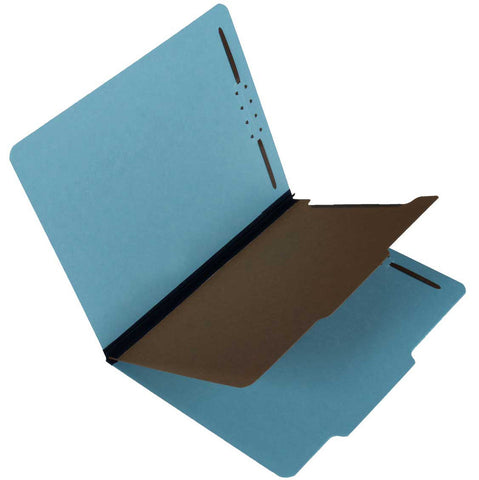 SJ Paper S60953 25 Pt Pressboard Classification Folders, 2/5 Cut ROC Top Tab, Letter Size, 1 Divider, Blue (Box of 20) - Nationwide Filing Supplies
