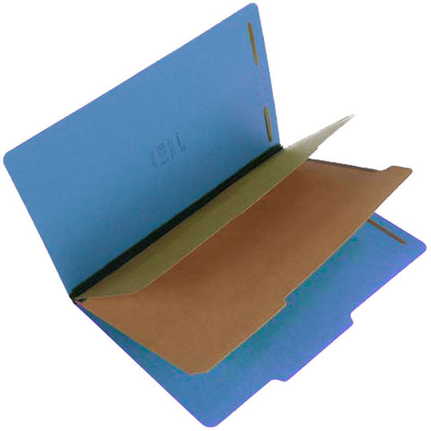 SJ Paper S61403 25 Pt Pressboard Classification Folders, 2/5 Cut ROC Top Tab, Legal Size, 2 Dividers, Royal Blue (Box of 15) - Nationwide Filing Supplies
