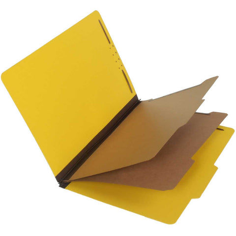 SJ Paper S61406 25 Pt Pressboard Classification Folders, 2/5 Cut ROC Top Tab, Legal Size, 2 Dividers, Yellow (Box of 15) - Nationwide Filing Supplies