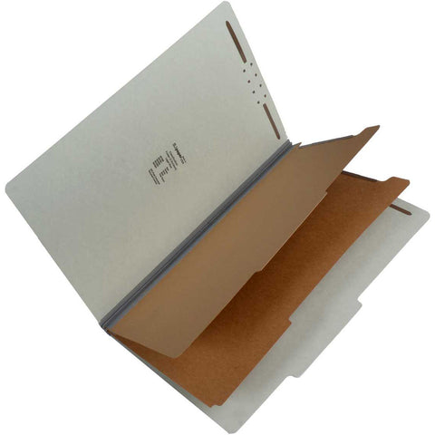 SJ Paper S61902 25 Pt Pressboard Classification Folders, 2/5 Cut ROC Top Tab, Legal Size, 2 Dividers, Gray (Box of 15) - Nationwide Filing Supplies