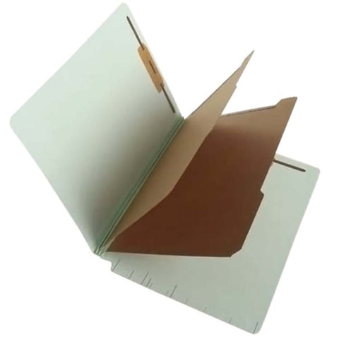 SJ Paper S61934 25 Pt Pressboard Classification Folders, Full Cut End Tab, Legal Size, 2 Dividers, Pale Green (Box of 15) - Nationwide Filing Supplies