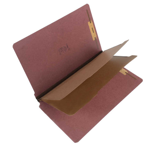 SJ Paper S61935 25 Pt Pressboard Classification Folders, Full Cut End Tab, Legal Size, 2 Dividers, Carnelian Red (Box of 15) - Nationwide Filing Supplies