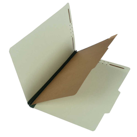 SJ Paper S61951 25 Pt Pressboard Classification Folders, 2/5 Cut ROC Top Tab, Legal Size, 1 Divider, Green (Box of 20) - Nationwide Filing Supplies
