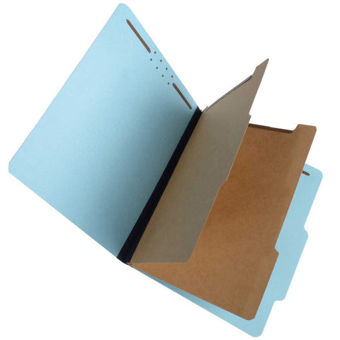 SJ Paper S60903 25 Pt Pressboard Classification Folders, 2/5 Cut ROC Top Tab, Letter Size, 2 Dividers, Blue (Box of 15) - Nationwide Filing Supplies