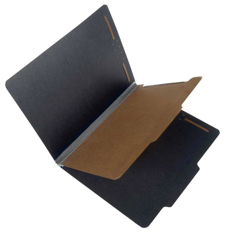 SJ Paper S62616 25 Pt. Fusion Black Pressboard Classification Folders, 2/5 Cut ROC Top Tab, Letter Size, 1 Divider, Gray Tyvek (Box of 20) - Nationwide Filing Supplies