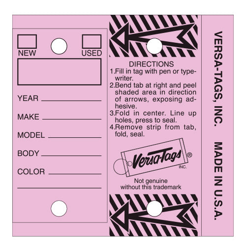 Versa-Tags Self Protecting Key Tags, 3" x 1-1/4"(Box of 250)
