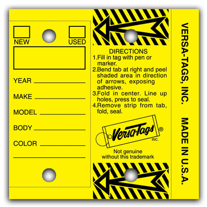 Versa-Tags Self Protecting Key Tags, 3" x 1-1/4"(Box of 250)