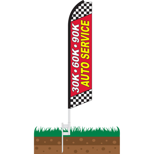 30K 60K 90K Auto Service Swooper Feather Flag