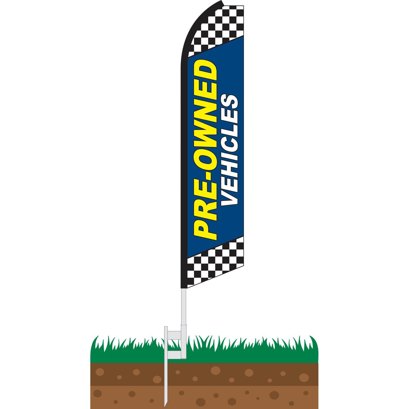 Pre-Owned Vehicles Blue Swooper Feather Flag
