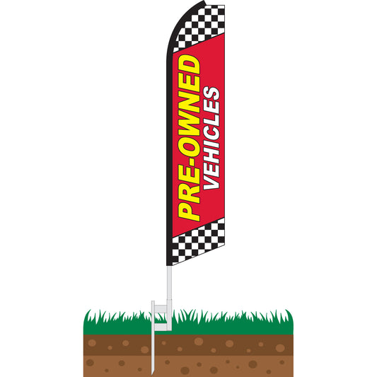 Pre-Owned Vehicles Red Swooper Feather Flag