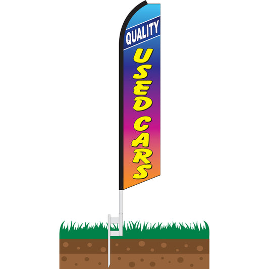 Quality Used Cars Rainbow Swooper Feather Flag