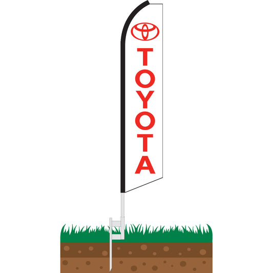 Toyota White/Red Swooper Feather Flag