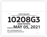 Blank Printable Tear Resistant Temporary Tags for Car Dealerships - 8 Mil - 1 Tear-Off Portion (Package of 100)