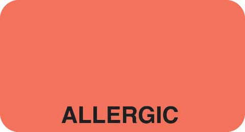 UL019 ALLERGIC- Fluorescent Red 1-5/8" X 7/8" (Roll of 500)