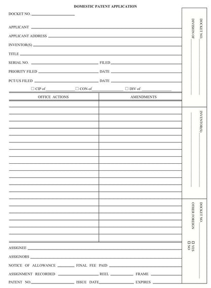 Patent and Trademark Folder, No Tab for Drawer Filing, Manila - "DOMESTIC PATENT APPLICATION" (Box of 25)