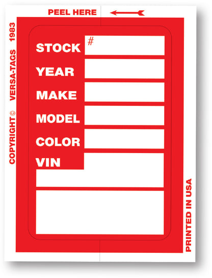 KLR-BAK "Clear Back" Window Sticker Tickets, 3" x 4" (Package of 100)