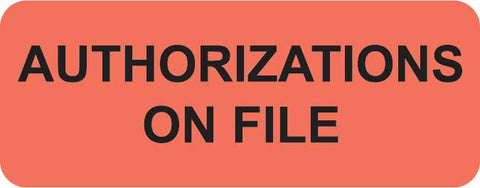 A1004 AUTHORIZATIONS ON FILE-Fluorescent Red 2-1/4" X 7/8" (Roll of 420)