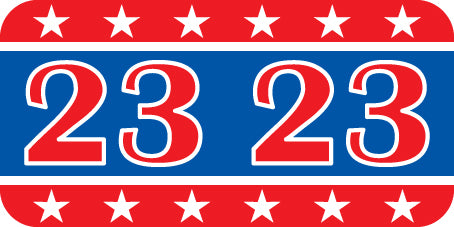 Patriot Year "23" Labels, 3/4" X 1-1/2" Laminated - Roll of 500