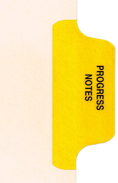 Individual Chart Divider Tabs, Progress Notes (Yellow), Side Tab 1/8th Cut, Pos #2 (Pack of 50)